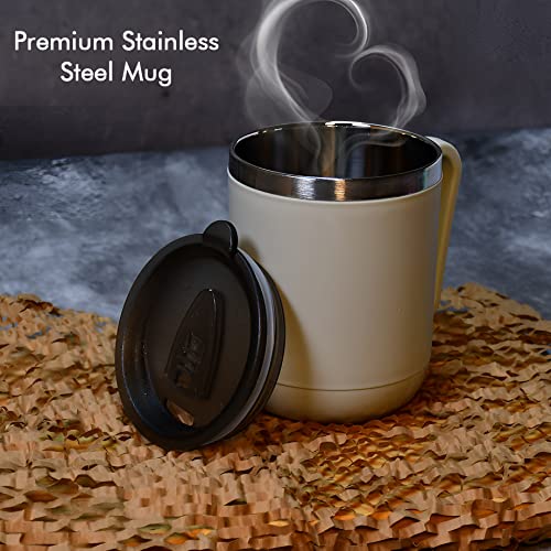 GANESH N-Joy Unbreakable Mugs with Cap Stainless Steel Plastic Covered Travel Mug with lid for Tea, Coffee, Milk (400ml) - Image 4