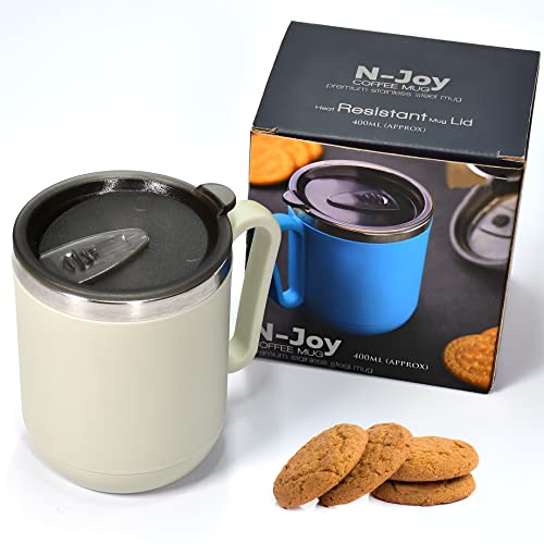 GANESH N-Joy Unbreakable Mugs with Cap Stainless Steel Plastic Covered Travel Mug with lid for Tea, Coffee, Milk (400ml) - Image 5
