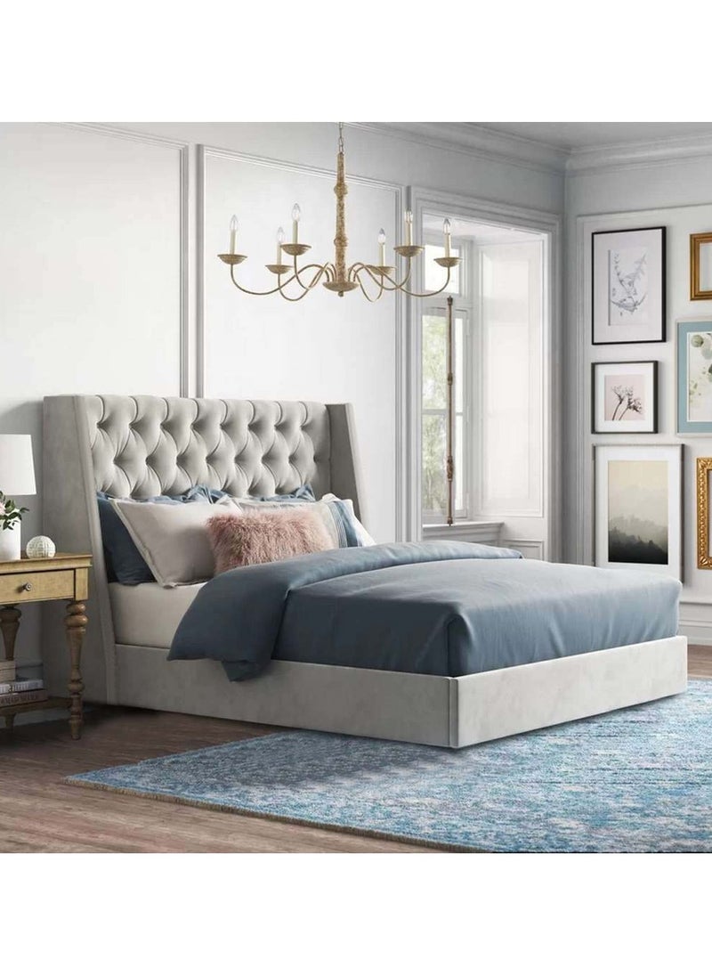 Modern Button Tufted Bed Beige 100Cm  - Image 1