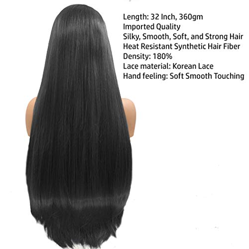 Rapidsflow® Front Lace Women Wigs Natural Hair For Full Head/Front lace Hair Wigs For Women 32 inch (Natural Black)(Free 2 Wig Cap + Carry Bag) - Image 2