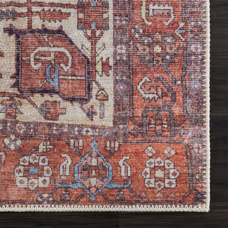 Bloom Rugs Washable 7 ft Runner - Red/Orange/Beige Traditional Runner for Entryway, Hallway, Bathroom, and Kitchen - Exact Size: 2.5' x 7' - Image 5
