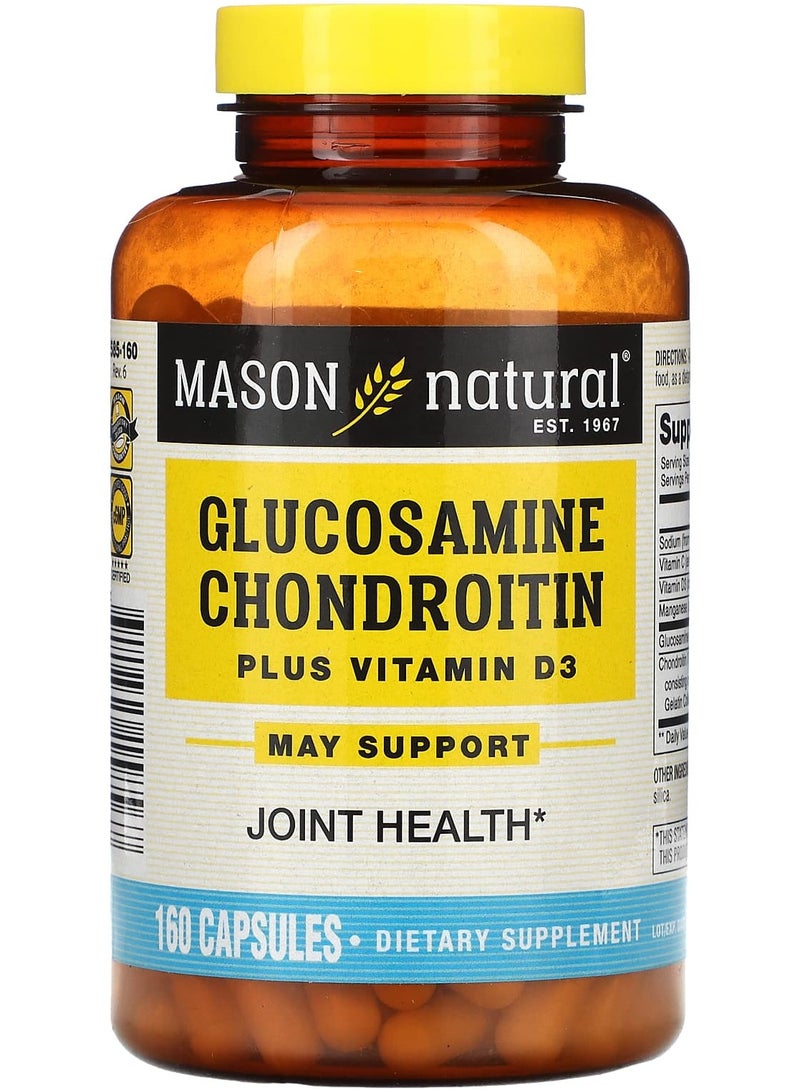 Mason Natural Glucosamine Chondroitin Plus Vitamin D3, 160 Capsules