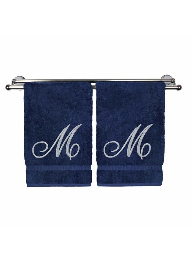 BC BARE COTTON Monogrammed Hand Towel, Navy, 16 x 30 Inches - Set of 2, 100% Turkish Cotton, Extra Absorbent, Soft Terry Finish, Personalized Gift - Image 1