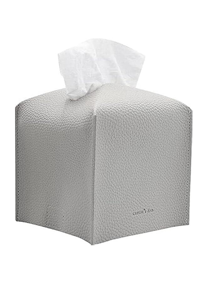 Arabest Tissue Box Cover Holder, Square with Bottom Belt by  - PU Leather Decorative Organizer for Tabletop, Bathroom, Car, Office | Pastel Gray - Image 2