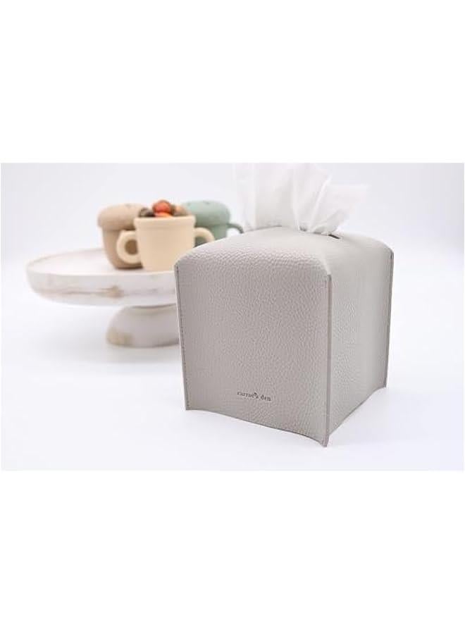 Arabest Tissue Box Cover Holder, Square with Bottom Belt by  - PU Leather Decorative Organizer for Tabletop, Bathroom, Car, Office | Pastel Gray - Image 3