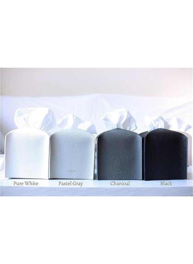 Arabest Tissue Box Cover Holder, Square with Bottom Belt by  - PU Leather Decorative Organizer for Tabletop, Bathroom, Car, Office | Pastel Gray - Image 4