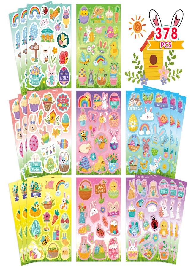 DUJAA 378 PCS Easter Stickers for Kids, Spring Stickers Assorted Easter Basket Stuffers,Teacher School Classroom Party Favors Supplies for Kids - Image 1