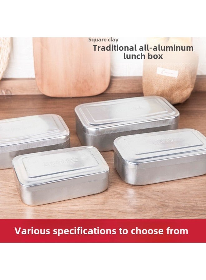 Aluminum Lunch Box Vintage Lunch Box Nostalgic Thickened Aluminum Lid Outdoor Rectangular Large Aluminum Lunch Box Cross-border Wholesale-Specifications:17cm Medium Aluminum Lunch Box With Handle  - Image 2