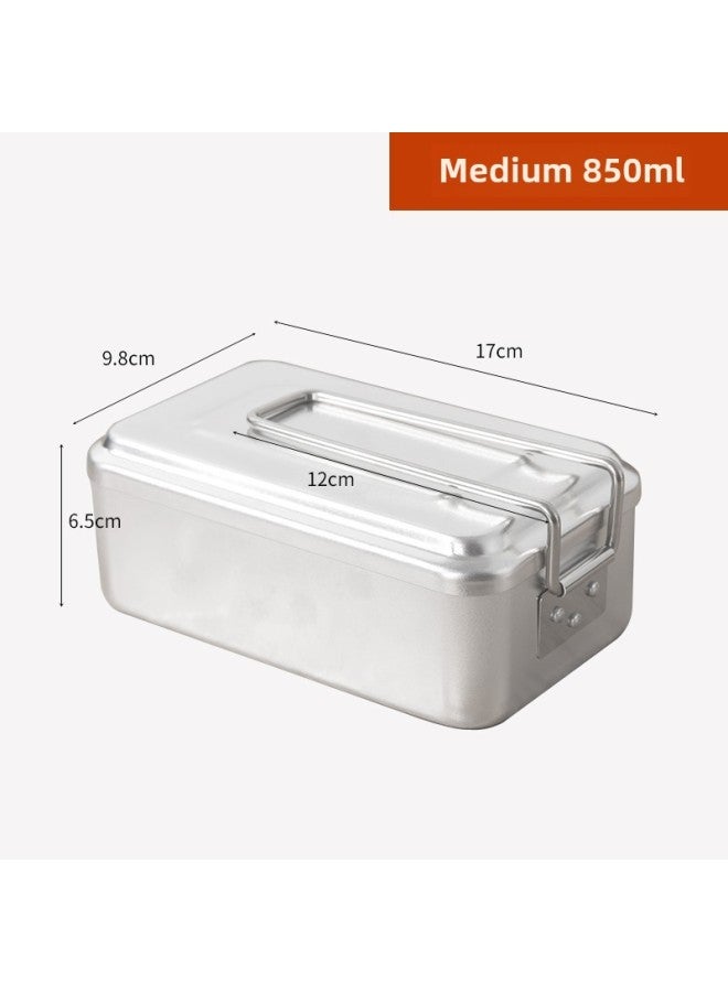 Aluminum Lunch Box Vintage Lunch Box Nostalgic Thickened Aluminum Lid Outdoor Rectangular Large Aluminum Lunch Box Cross-border Wholesale-Specifications:17cm Medium Aluminum Lunch Box With Handle  - Image 1