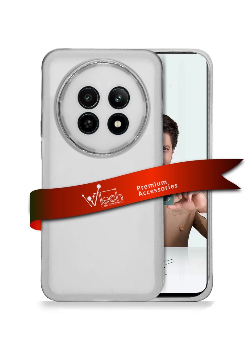دبليو تيك حافظة لهاتف Realme 12x 5G 2024 باللون الأبيض الناعم والشفاف من السيليكون بولي يوريثان فائق النحافة أنيق مطلي بحدود الكاميرا - Image 1