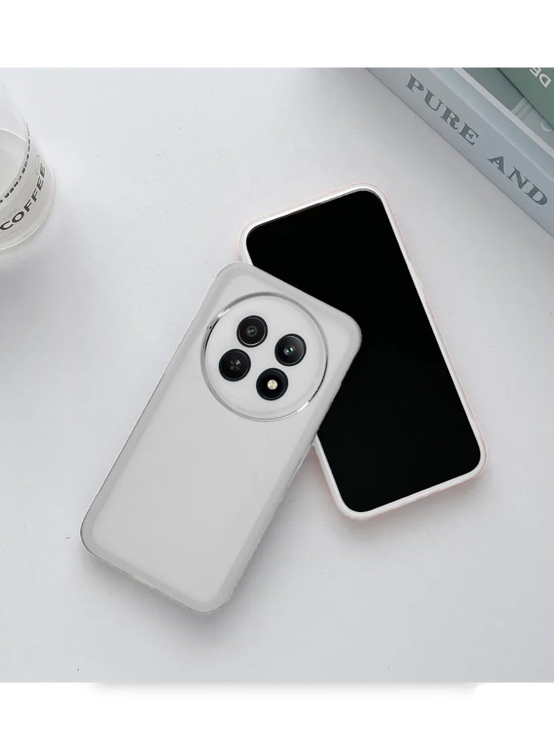 دبليو تيك حافظة لهاتف Realme 12x 5G 2024 باللون الأبيض الناعم والشفاف من السيليكون بولي يوريثان فائق النحافة أنيق مطلي بحدود الكاميرا - Image 2