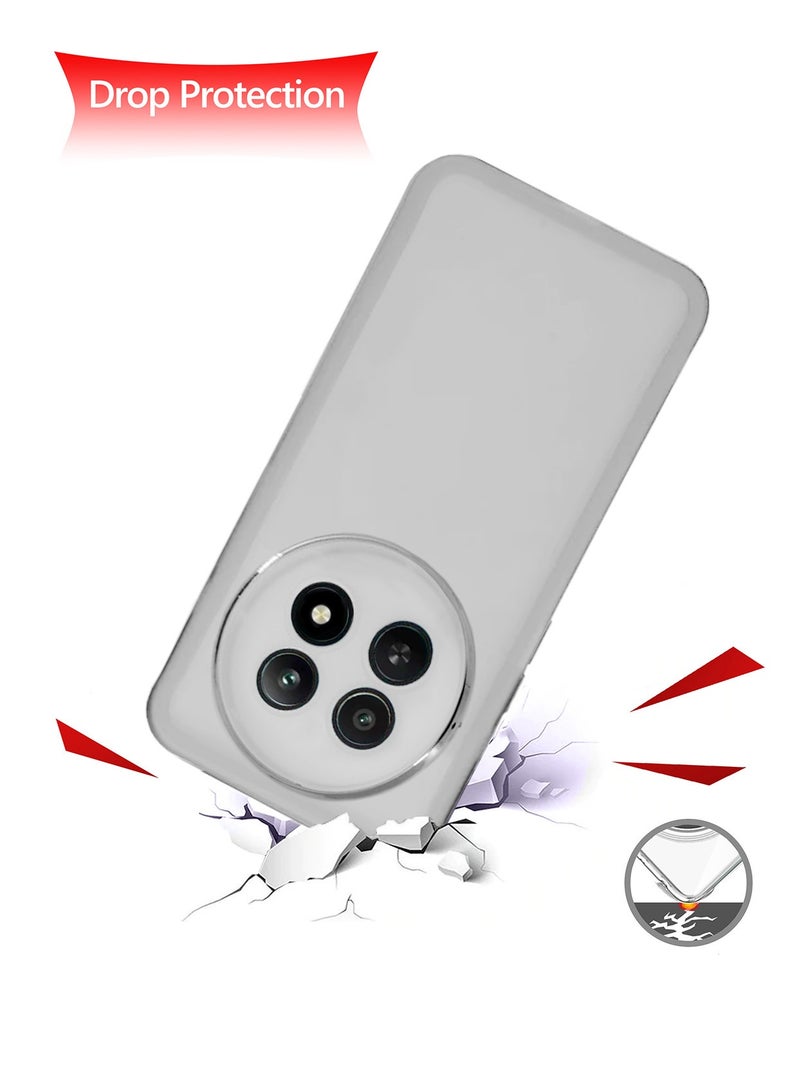 دبليو تيك حافظة لهاتف Realme 12x 5G 2024 باللون الأبيض الناعم والشفاف من السيليكون بولي يوريثان فائق النحافة أنيق مطلي بحدود الكاميرا - Image 3