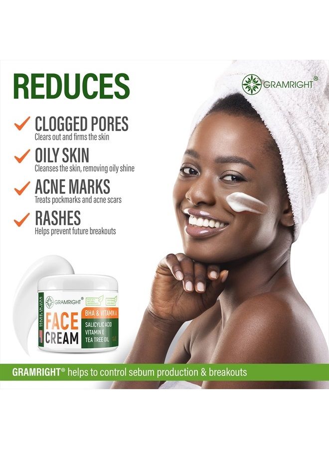 GRAMRIGHT Acne Treatment Face Cream 4 fl.oz - Acne Spot Treatment for Face & Acne Dots - Tea Tree Oil for Acne - Natural Cystic Acne Treatment - For All Skin Types - Premium Acne Scar Cream & Pimple Remover - Image 4
