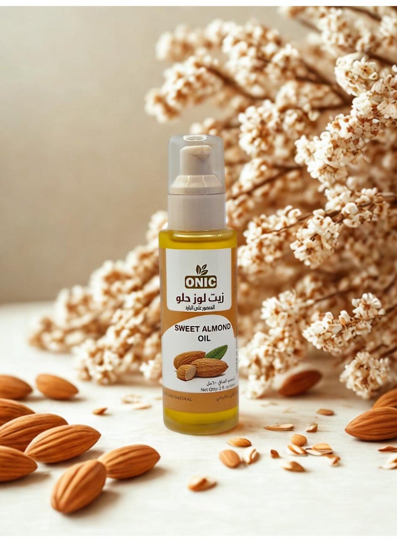 ONIC Sweet Almond Oil | For Skin Hydration & Hair Softening | 100% Natural & Pure | Suitable for Sensitive Skin | Fast-Absorbing Natural Oil Free from Additives | Nourishing & Moisturizing, Rich in Vitamin E for Daily Use on Face, Body & Scalp - Image 2