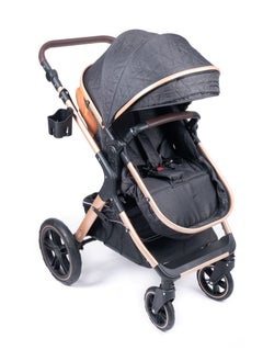Hababy B1D - Belecoo one fold-to-half luxury pram 2 in 1 - Black  - Image 4