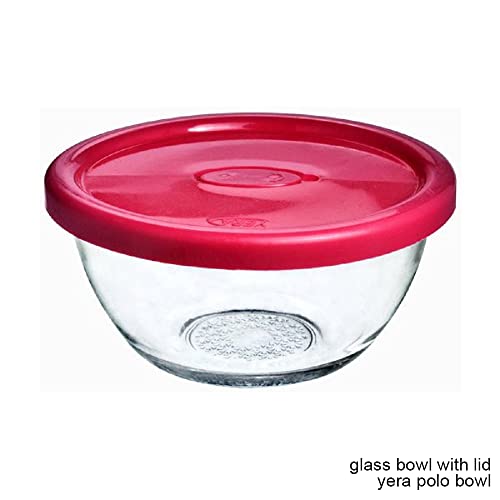 Brezzycloud Set of 4 Glass Mixing Bowl with Lid B16FL - 435ml - Transparent Glass (Set of 4, Lid Color Random) - Image 2