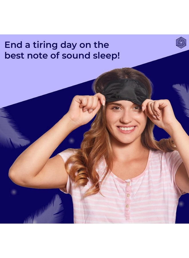 BOLDFIT Boldfit Premium Silk Eye Mask For Traveling, Sleeping With Adjustable Strap, Blind Fold For Smooth&Comfortable Sleep-Black, Pack of 2  - Image 3