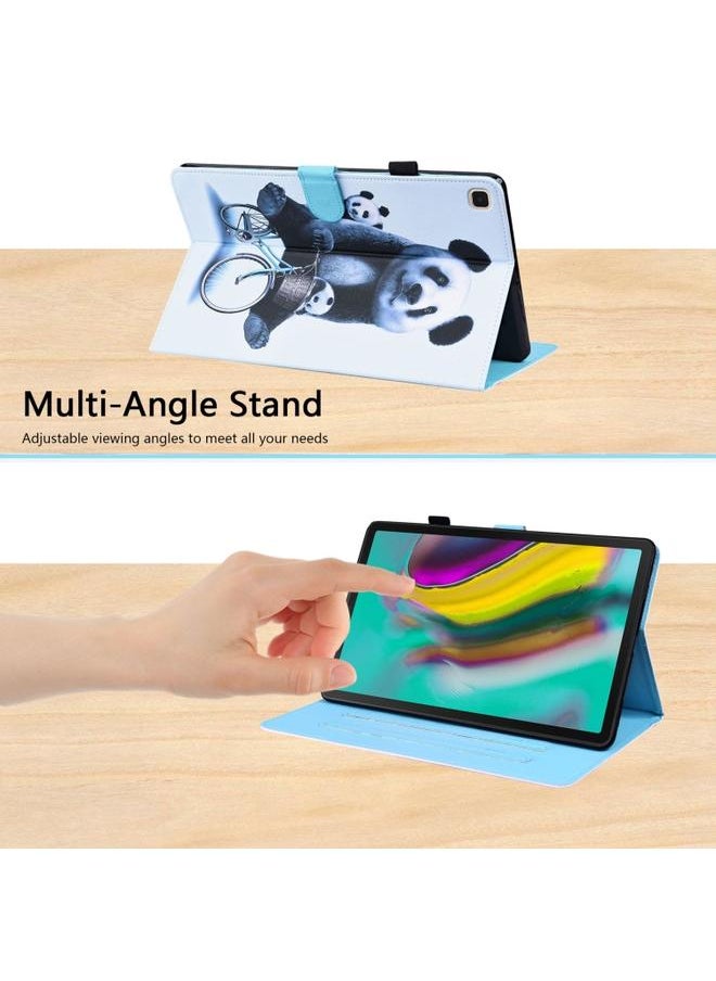 Samsung Galaxy Tab S5e 10.5 SM T720 SM T725 Animal Pattern Horizontal Flip Leather Case with Holder and Card Slots and Photo Frame Cycling Panda