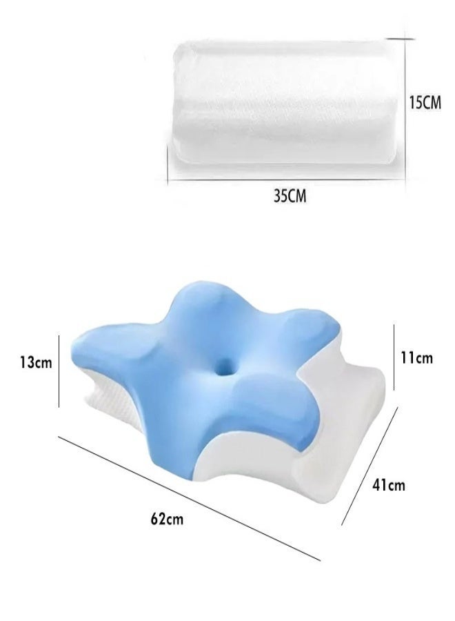 SUCITY Memory Foam Pillow Cervical Pillow Butterfly Shape Pillow Bed Pillow for Shoulder and Neck Pain Relief for Side, Back, and Stomach Sleeping Support Pillow - Image 2