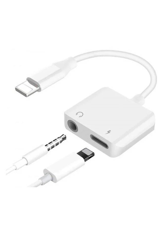 LIXES - Apple MFi Certified Lightning to 3.5mm Headphones Dongle Jack Adapter for iPhone Fonemax 2 in 1 Headphone Adapter and Aux Audio Adapter& Charger Cable Splitter Compatible for iPhone,iPad - Image 1