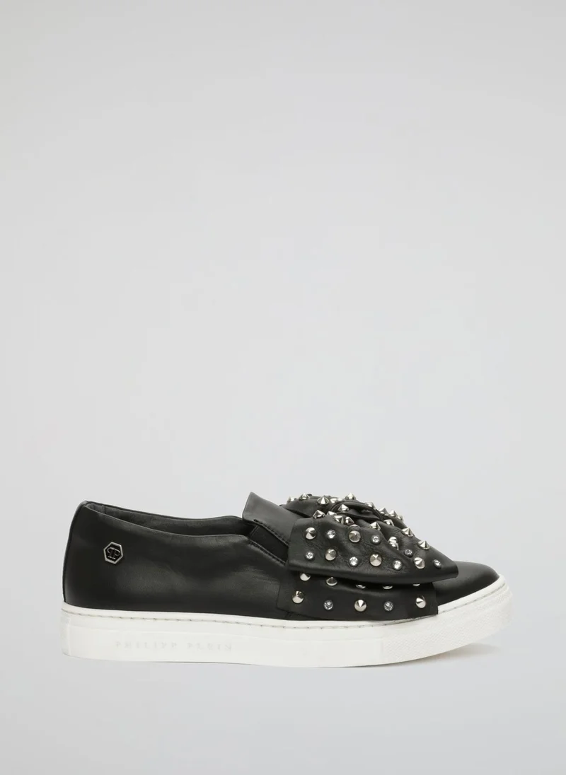 PHILIPP PLEIN Black Studded Ribbon Detail Sneakers (Kids)