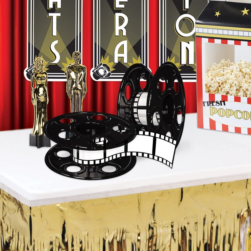 Beistle Movie Reel with Filmstrip Centerpieces, 2-Count Thin Plastic 3D Cinema Reels with 15-Foot Filmstrips, Customizable Hollywood Party Decorations for Red Carpet Events & Theater Themes, 9" - Image 5