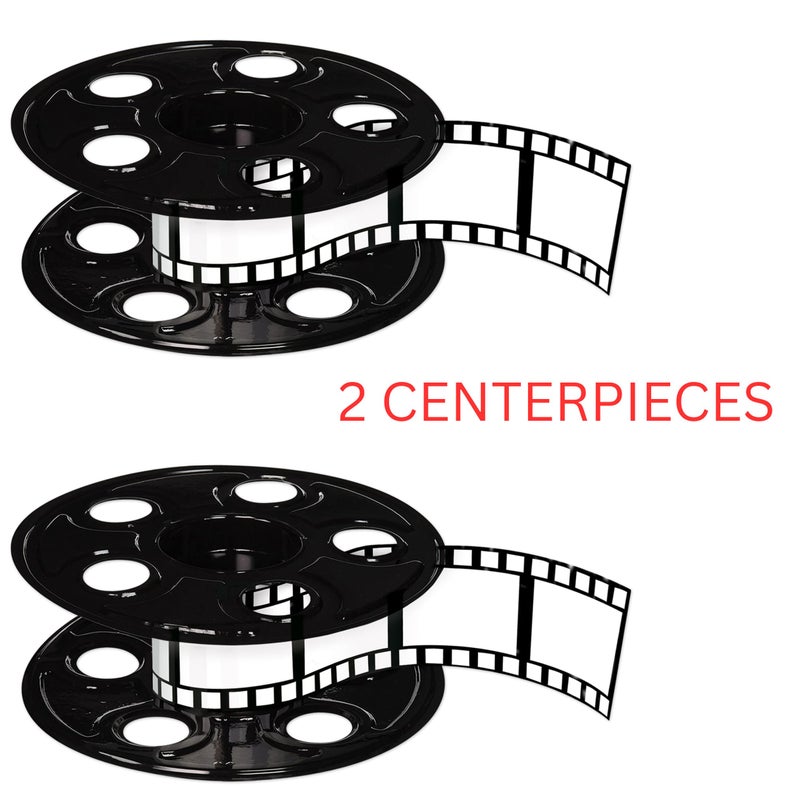 Beistle Movie Reel with Filmstrip Centerpieces, 2-Count Thin Plastic 3D Cinema Reels with 15-Foot Filmstrips, Customizable Hollywood Party Decorations for Red Carpet Events & Theater Themes, 9" - Image 2