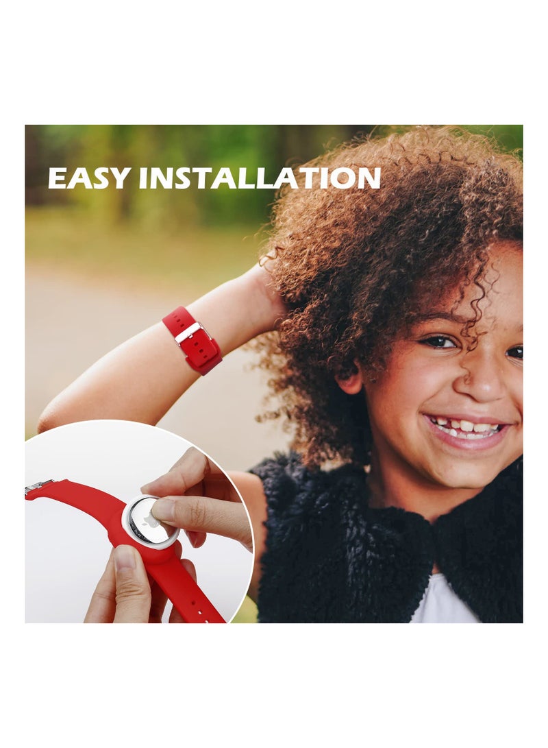 SYOSI 2 Pcs Airtag Wristbands for Kids Soft Silicone Bracelet Lightweight Waterproof Band Compatible with Apple Airtag Watch Band for Children and Toddler - Image 3