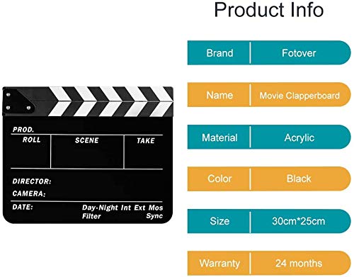 Sedremm Dry Erase Director's Film Movie Clapperboard Slate for Film TV MovieCut Action Scene (10x12in/24.5x30cm) - Image 2