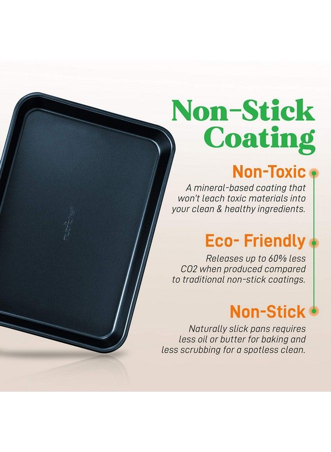 Nutrichef Nonstick Cookie Sheet Baking Pans 2Pc. Professional Quality Kitchen Cooking Nonstick Bake Trays W/ Blue Diamond Coating Inside & Outside Dishwasher Safe Nutrichef One Size - Image 5