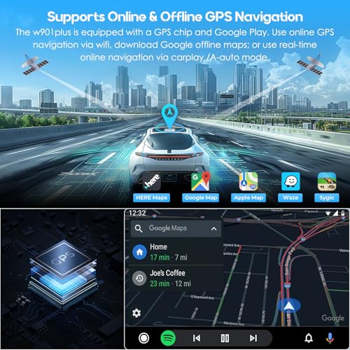 CARPURIDE 9 inch W901 Plus, Wireless CarPlay & Android Auto & Android 12.0 System, Online & Offline GPS Navigation Car Play Screen for Car, G00GLE Play, Netflix, Mirror Link, Bluetooth Audio - Image 3