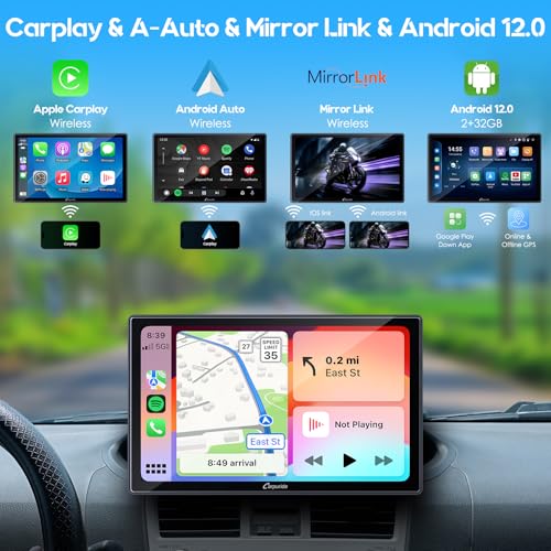 CARPURIDE 9 inch W901 Plus, Wireless CarPlay & Android Auto & Android 12.0 System, Online & Offline GPS Navigation Car Play Screen for Car, G00GLE Play, Netflix, Mirror Link, Bluetooth Audio - Image 2
