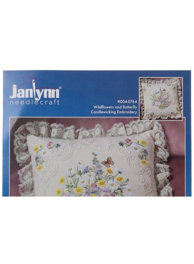 Janlynn Candle Wicking Embroidery Kit, Wildflowers and Butterfly Pillow 14" x 14" - Image 2