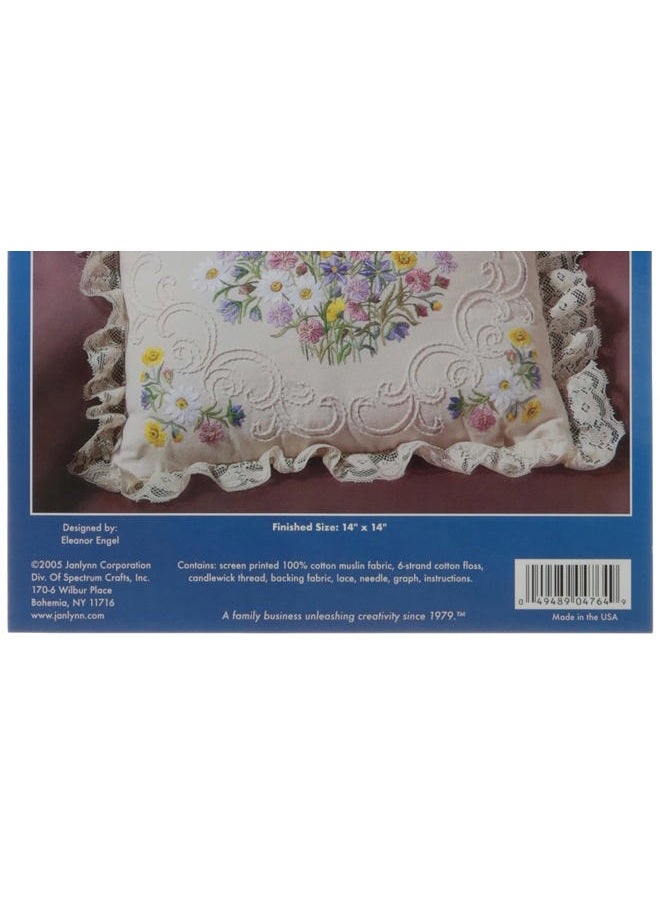 Janlynn Candle Wicking Embroidery Kit, Wildflowers and Butterfly Pillow 14" x 14" - Image 3