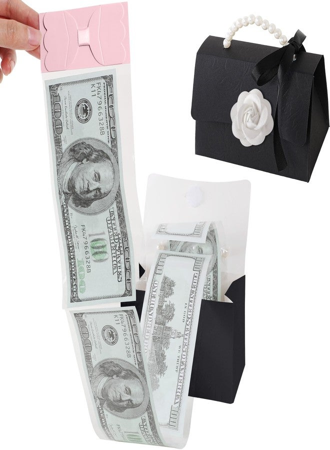 SESENSE Money Pull Box for Cash, Surprise Box Mini Rose Handbags with 30 Pcs Transparent Bags for Christmas Party Birthday - Image 1