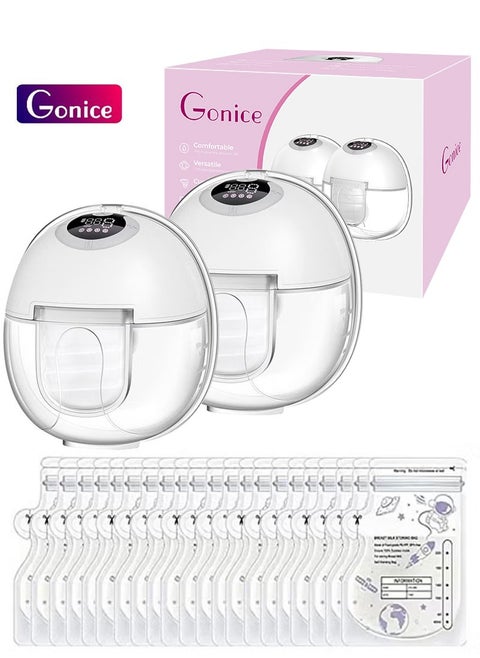 Breast Pump, Wearable Breast Pump,Hands Free Breast Pump, Electric Portable Breast Pump with 2 Mode & 9 Levels, Wireless Breast Pump Hand Free, 2 Pack