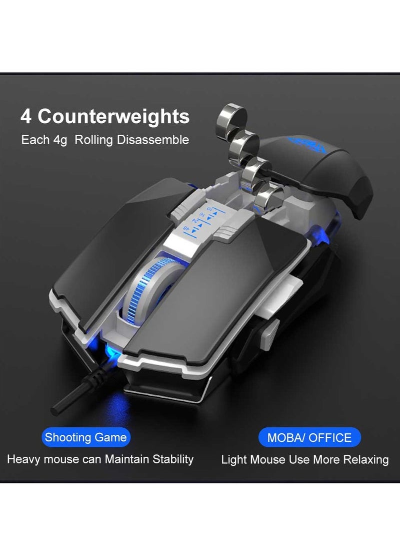 AULA - Aula-H508 Gaming RGB Mouse With Side Wings, 4800 Dpi, Usb, Ergonomic,with multiple custom accessories ,support macro programing , 6 gear adjustable DPi  Backlit For Laptop And Desktop (WHITE OR BLACK) - Image 1