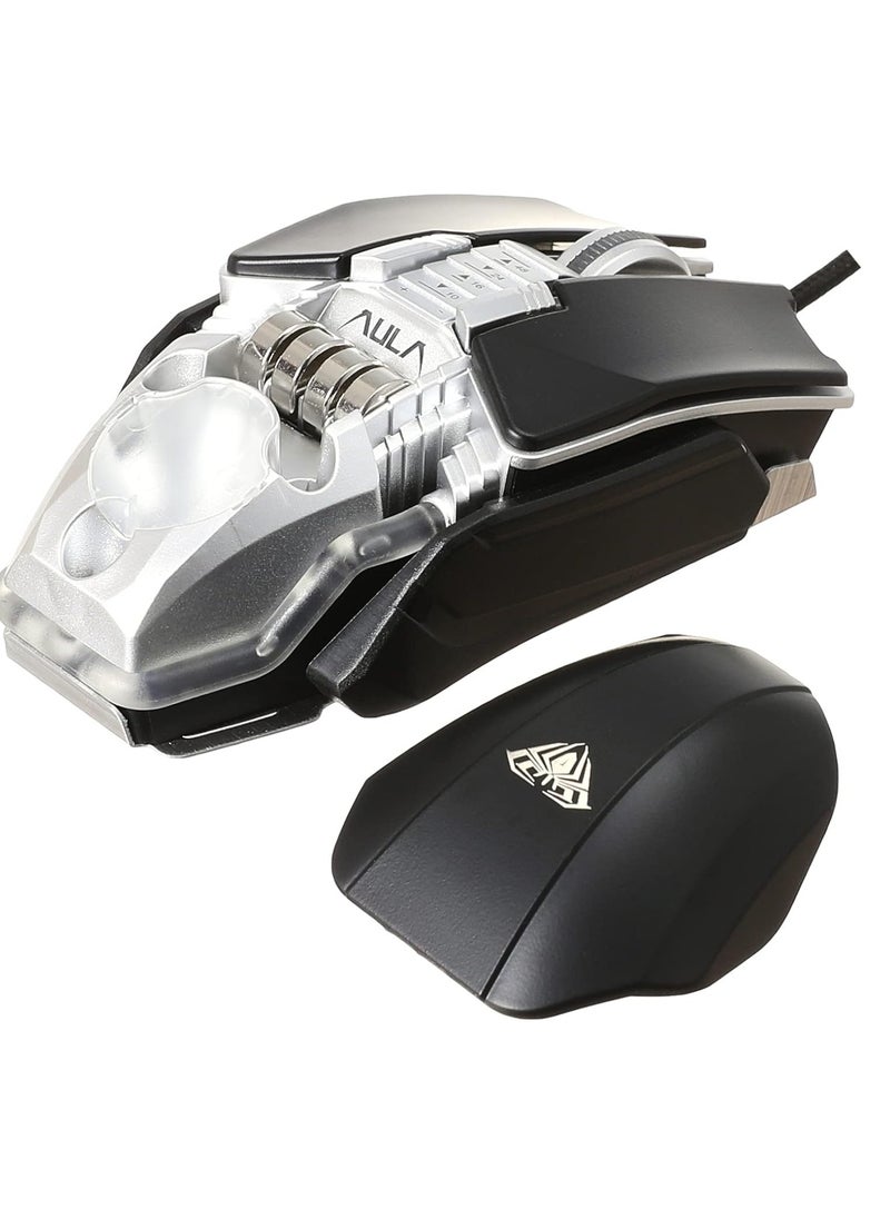 AULA - Aula-H508 Gaming RGB Mouse With Side Wings, 4800 Dpi, Usb, Ergonomic,with multiple custom accessories ,support macro programing , 6 gear adjustable DPi  Backlit For Laptop And Desktop (WHITE OR BLACK) - Image 1