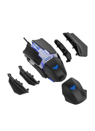 Aula-H508 Gaming RGB Mouse With Side Wings, 4800 Dpi, Usb, Ergonomic,with multiple custom accessories ,support macro programing , 6 gear adjustable DPi  Backlit For Laptop And Desktop (WHITE OR BLACK) - pzsku/ZC1175BBE63949011EE44Z/45/_/1716295527/aa8f701a-01b5-4c91-b960-f5aa0a9a3cd8