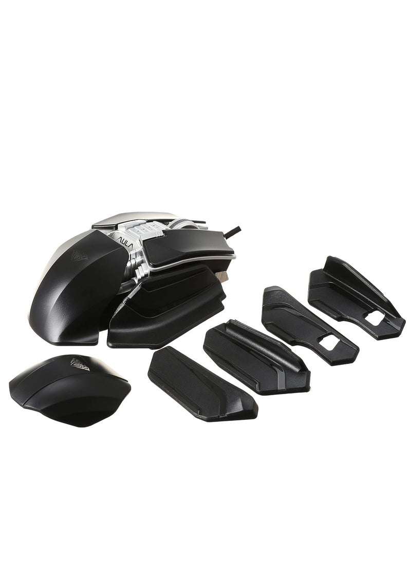 AULA - Aula-H508 Gaming RGB Mouse With Side Wings, 4800 Dpi, Usb, Ergonomic,with multiple custom accessories ,support macro programing , 6 gear adjustable DPi  Backlit For Laptop And Desktop (WHITE OR BLACK) - Image 1
