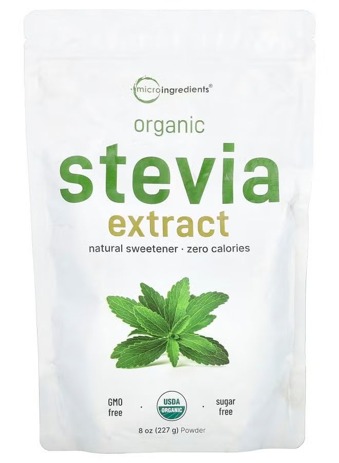 Micro Ingredients Organic Stevia Extract Powder 8 oz (227 g) - Image 1