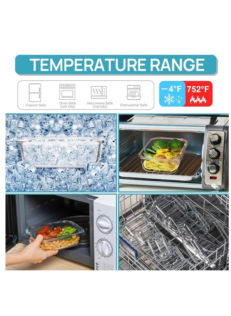 TYCOM Glass Meal Prep Containers (12 Pack) - Glass Food Storage Containers with Lids, Glass Lunch Box, Glass Bento Box Lunch Containers, Portion Control, Airtight- 12P - Image 5