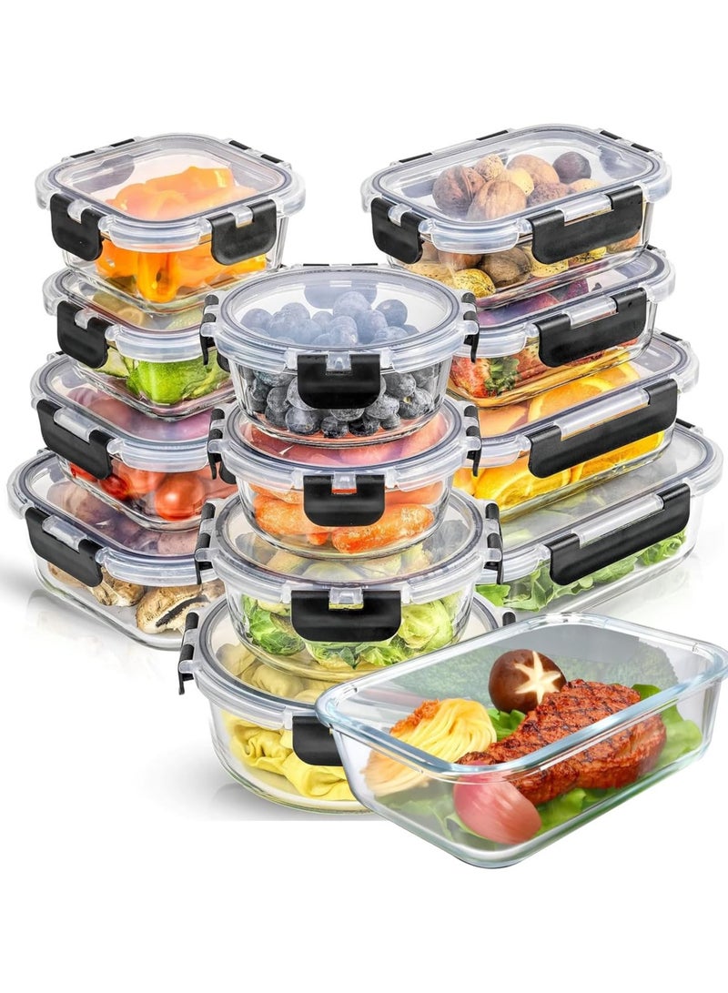 TYCOM Glass Meal Prep Containers (12 Pack) - Glass Food Storage Containers with Lids, Glass Lunch Box, Glass Bento Box Lunch Containers, Portion Control, Airtight- 12P - Image 1