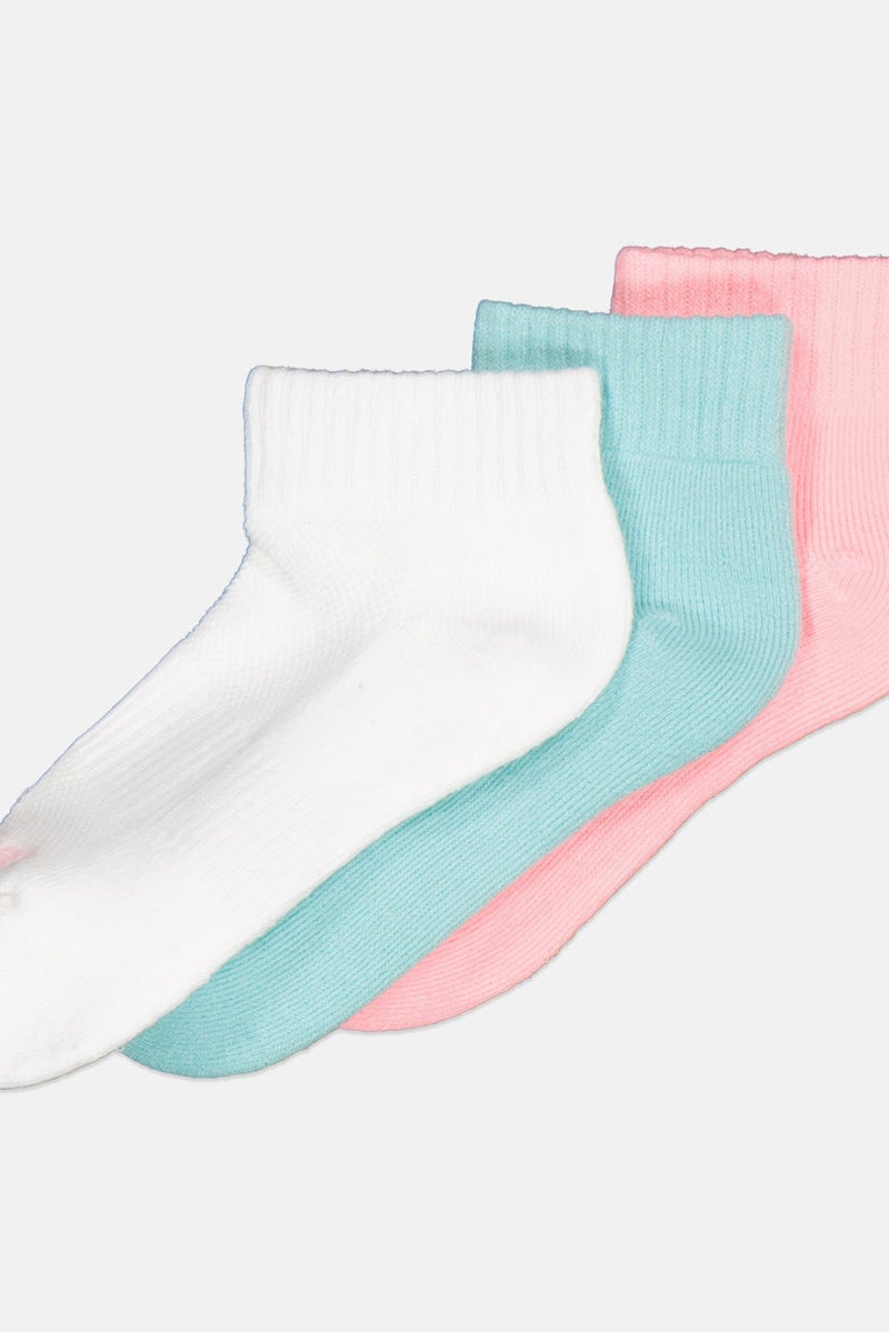 SKECHERS Kids Girl 3 Pairs Brand Logo Socks, White  - Image 2