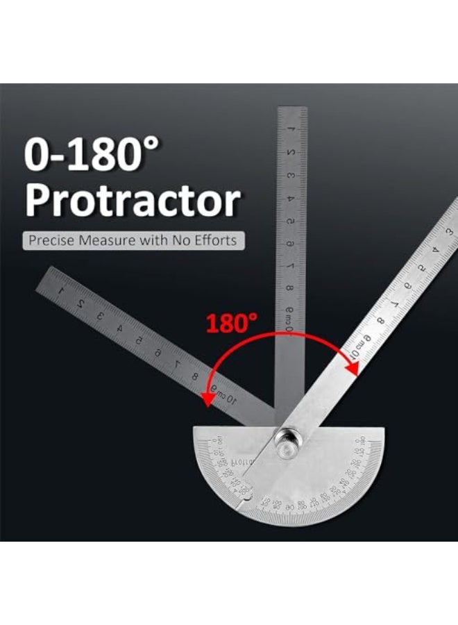 جيه زد اس منقلة قياس الزوايا JZS، مصنوعة من الفولاذ المقاوم للصدأ، بزاوية 180 درجة، وذراع متأرجح بطول 100 مم، ومسطرة دقيقة لأعمال النجارة. - Image 5