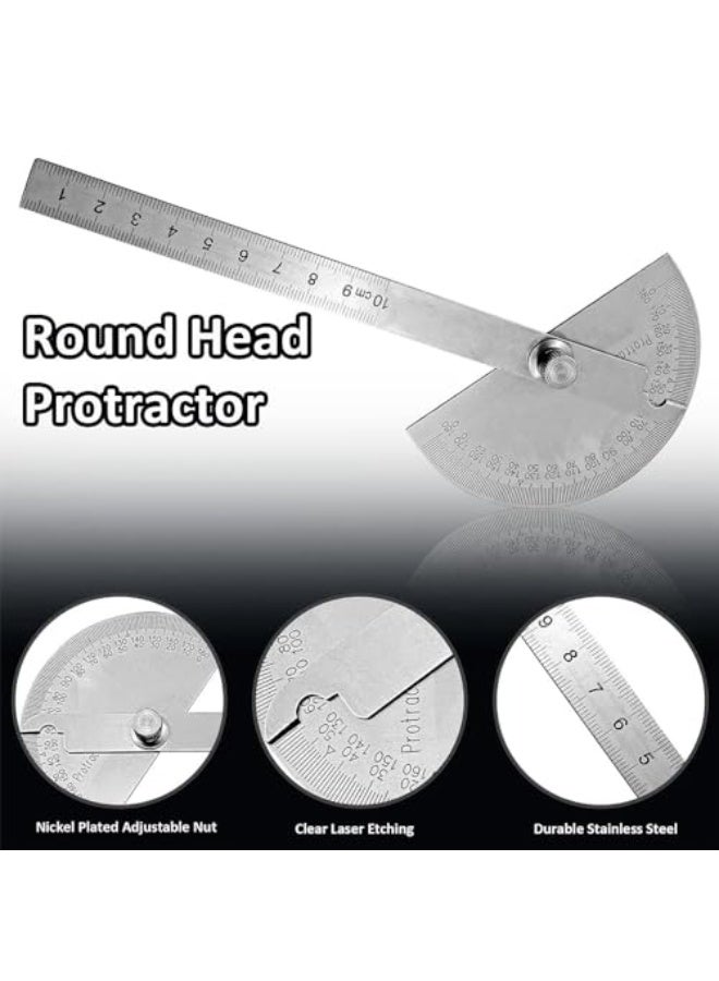 جيه زد اس منقلة قياس الزوايا JZS، مصنوعة من الفولاذ المقاوم للصدأ، بزاوية 180 درجة، وذراع متأرجح بطول 100 مم، ومسطرة دقيقة لأعمال النجارة. - Image 3