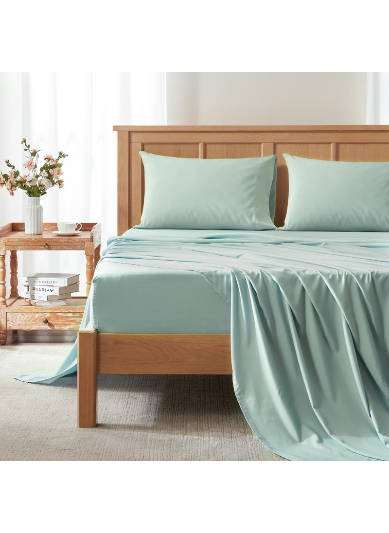 Comfort Spaces Comfort Spaces Coolmax Moisture Wicking Sheet Set Soft Fade Resistant All Elastic Deep Pocket Fits Up to 16 Mattress  Warm Weather Cooling Sheets for Night Sweats Full Aqua 4 Piece 