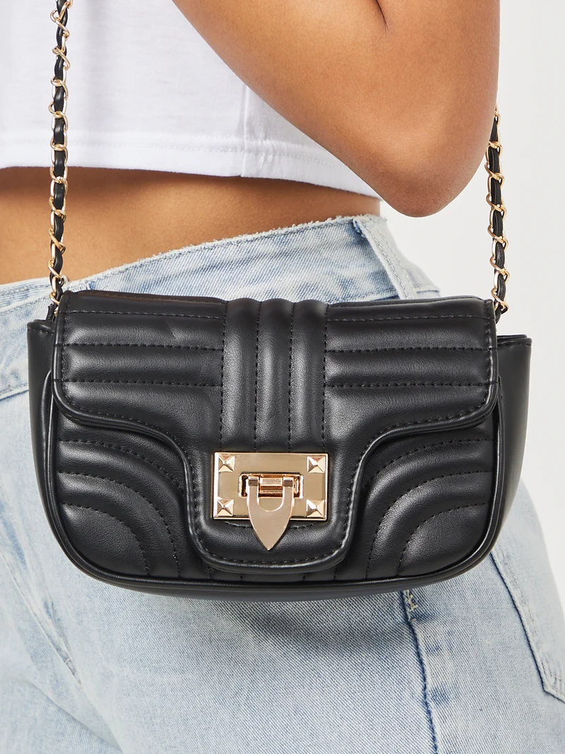 Styli V-Shaped Flap Front Crossbody Bag