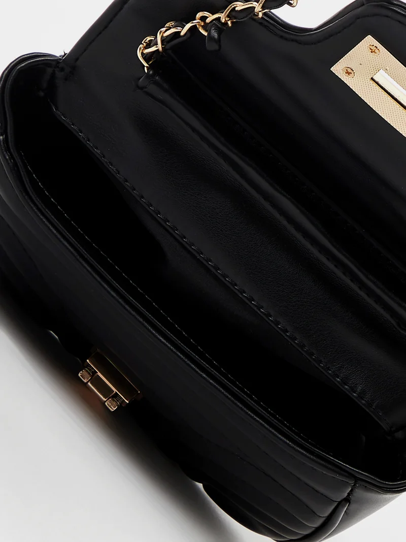 Styli V-Shaped Flap Front Crossbody Bag