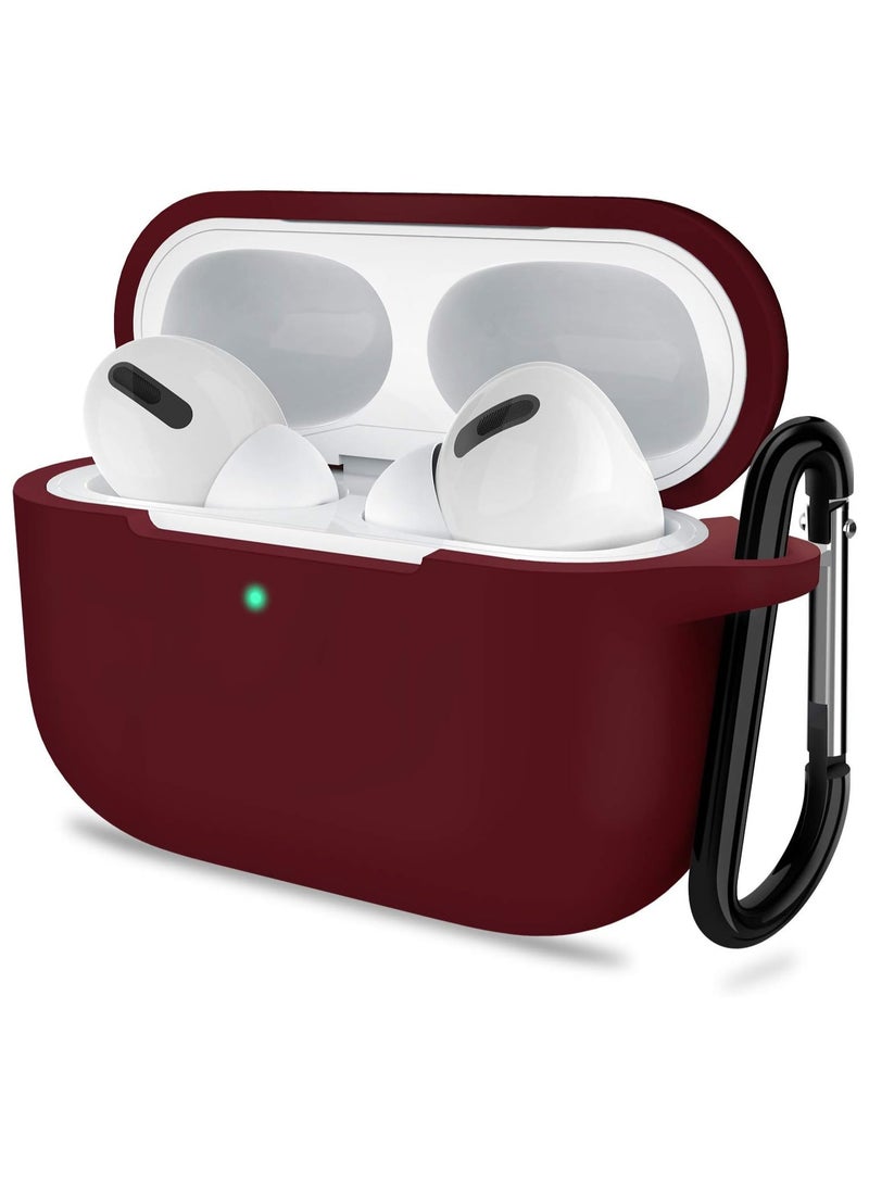 أكاليكس غطاء حافظة AirPods Pro الجيل الثاني، ملحقات جلدية واقية من السيليكون مع سلسلة مفاتيح لـ Apple AirPods Pro Generation 2، شاشة LED أمامية مرئية، عنابي - Image 1